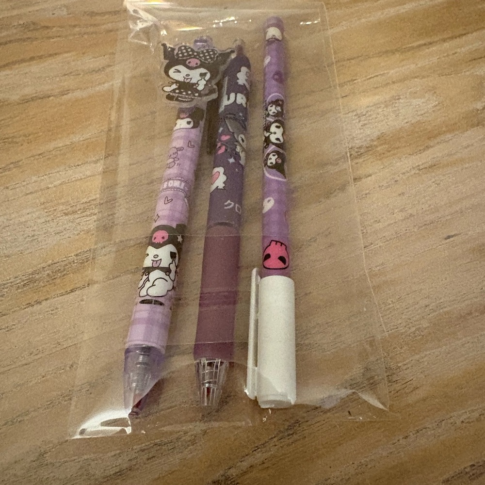 Kuromi set of 3 Purple and White Character-Themed Pens